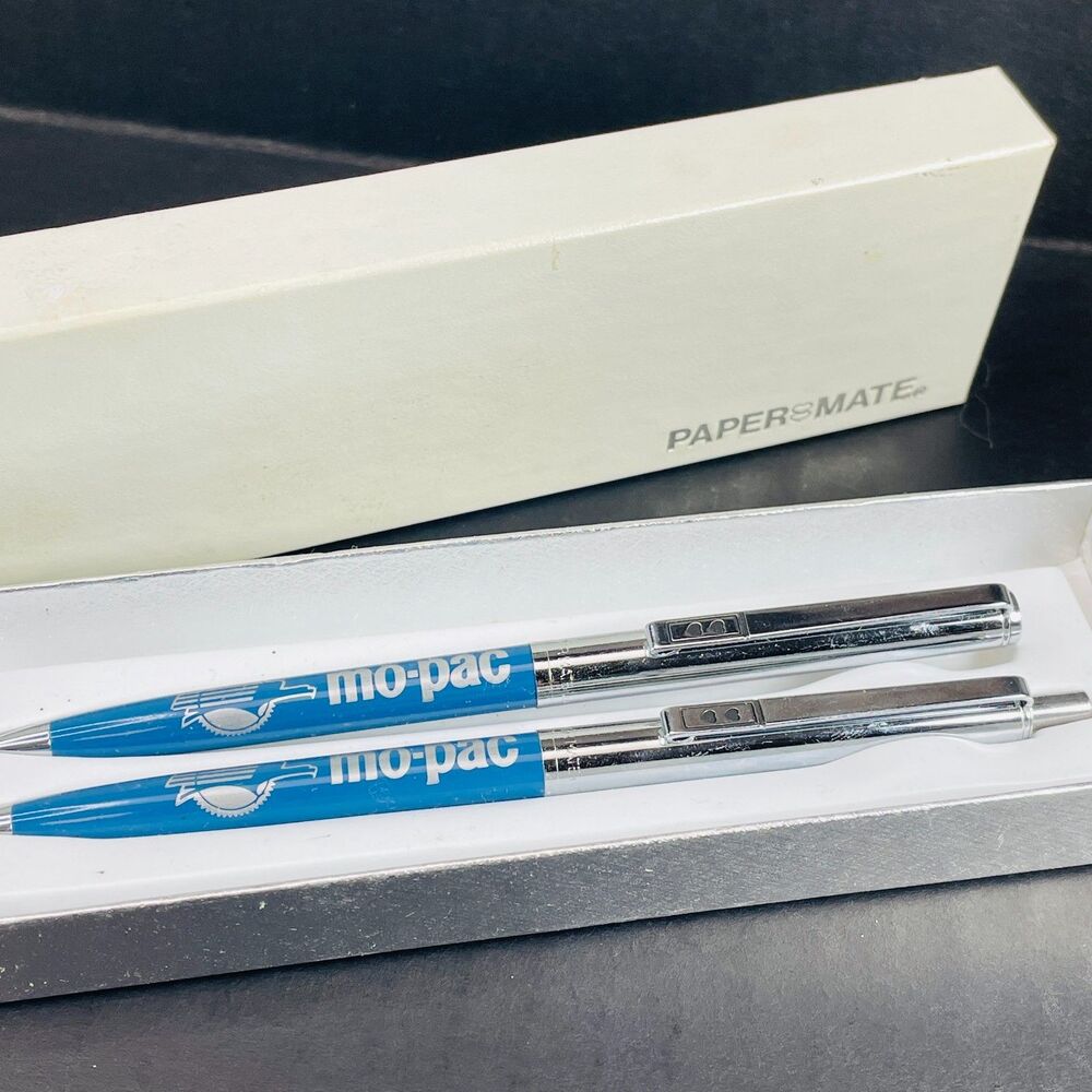 Vintage 1970s Paper-Mate Mo-Pac Missouri Pacific Railroad Pen & Pencil Set Ad